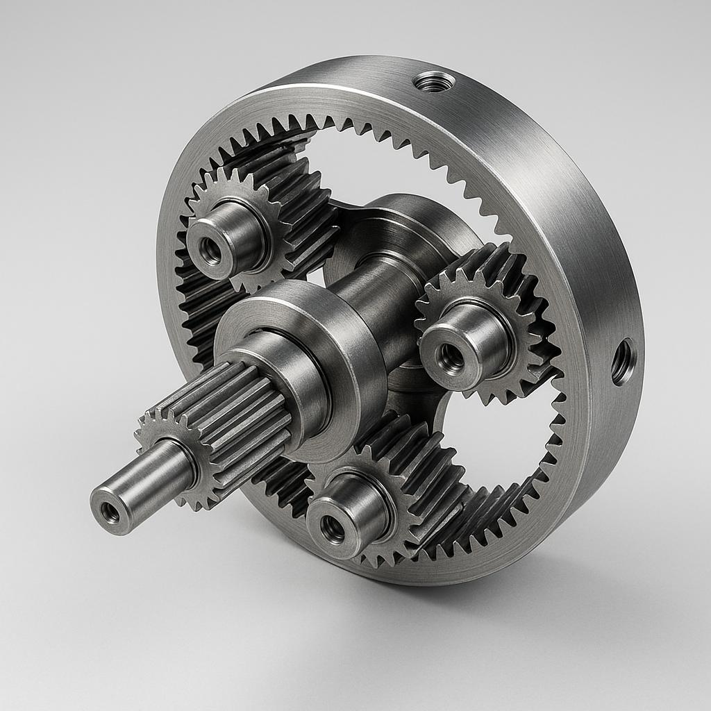 Image générée par IA représentant un exemple de train épicycloïdal.